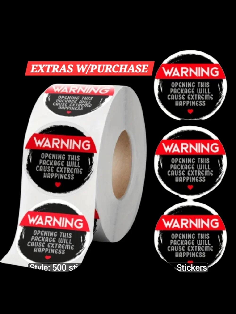 500ct. Warning Red/Black Waterproof/Bonus 3 Random Polymailers/Sz. 1